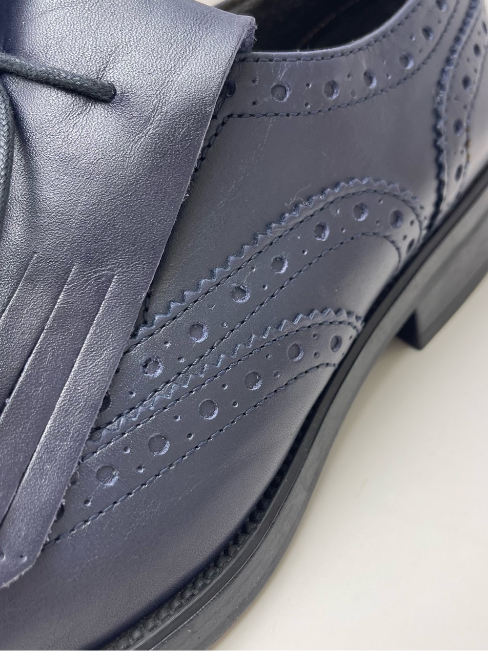 Boemos Women’s Indigo Leather Fringe Kiltie Brogue Wingtip Oxford Lace-Up EU38 - Picture 3 of 16